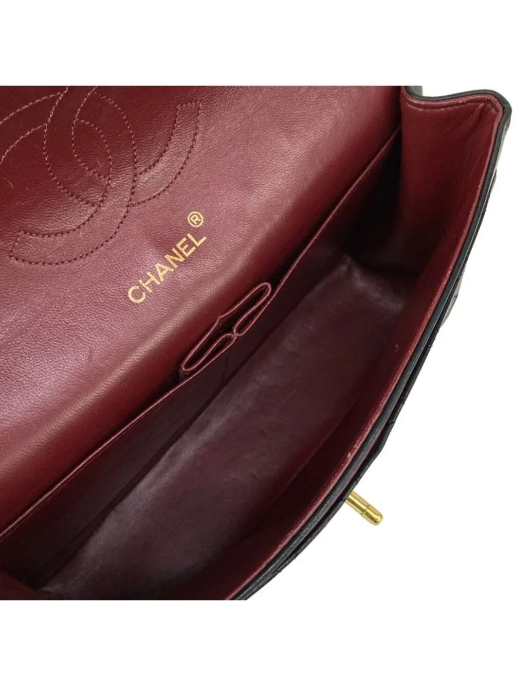 Chanel Shoulder Bag Double Flap Quilted Black Chain Gold Lambskin